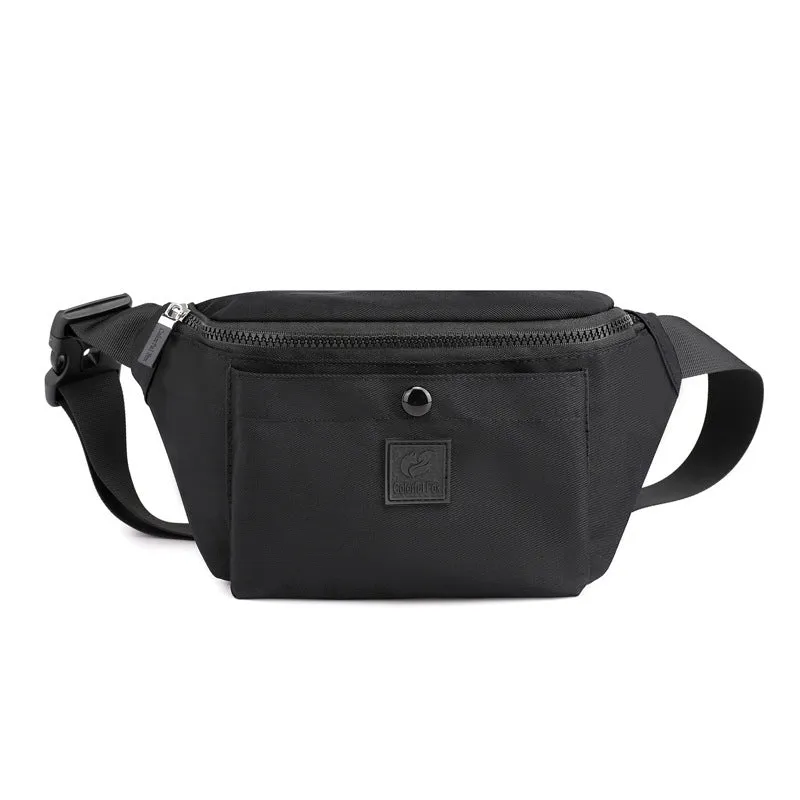 Large capacity crossbody nylon fanny pack for women in eight colours with zipper closure and internal pockets for running and travel