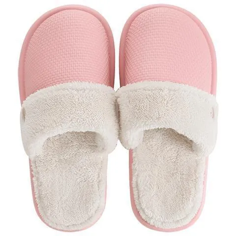 Winter home slippers for women, detachable washable thermal insulation, EVA upper, round toe, stripe pattern, available in grey, pink, purple, yellow and dark blue