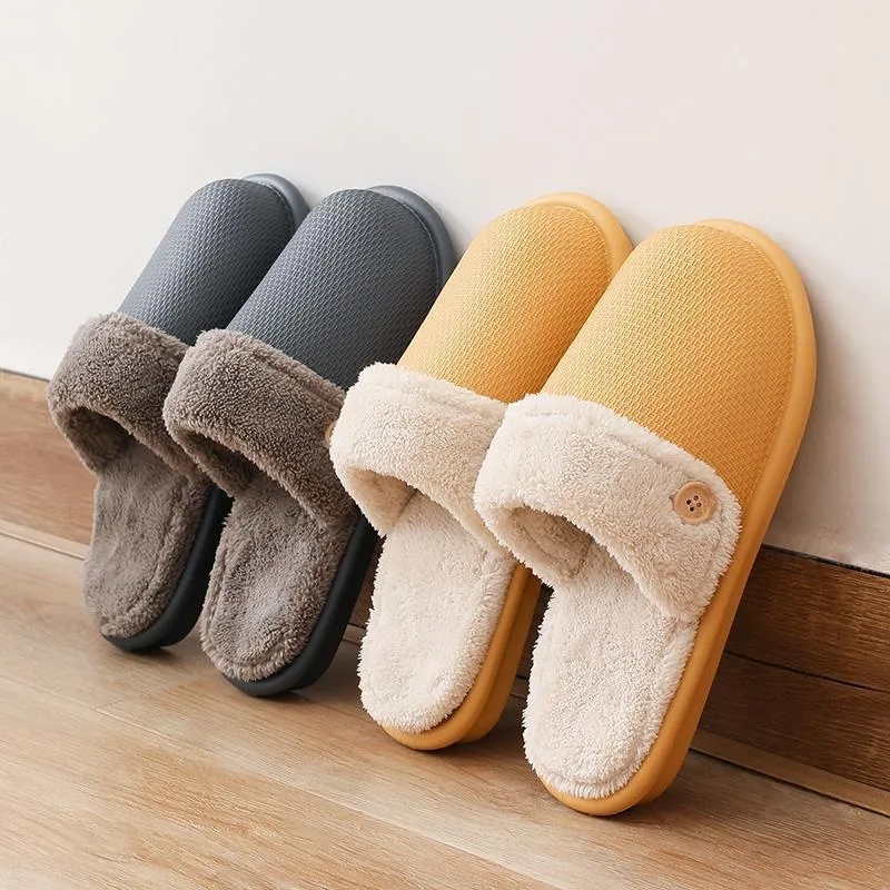 Winter home slippers for women, detachable washable thermal insulation, EVA upper, round toe, stripe pattern, available in grey, pink, purple, yellow and dark blue
