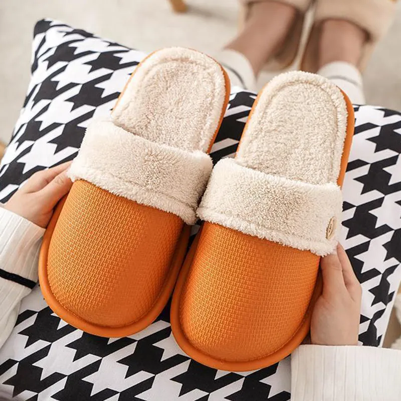 Winter home slippers for women, detachable washable thermal insulation, EVA upper, round toe, stripe pattern, available in grey, pink, purple, yellow and dark blue
