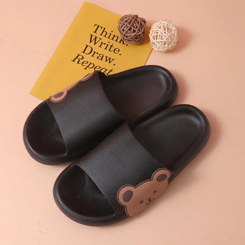 Cartoon bear PVC flip flop slippers in bear black colour unisex sizes 36-37 to 44-45