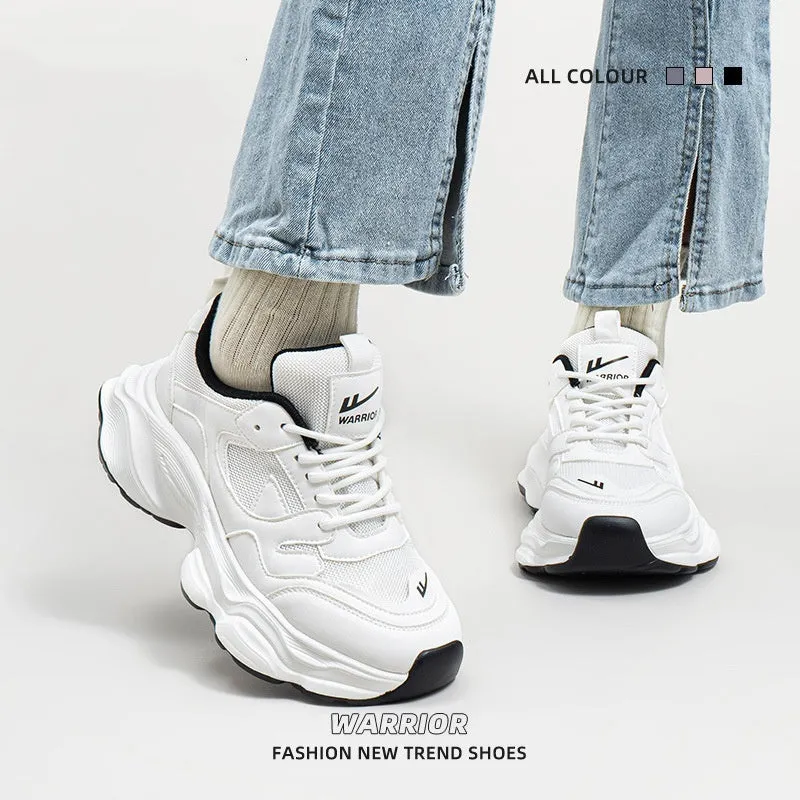 Women's breathable mesh white sneakers with flat heel, round toe, and lace-up closure