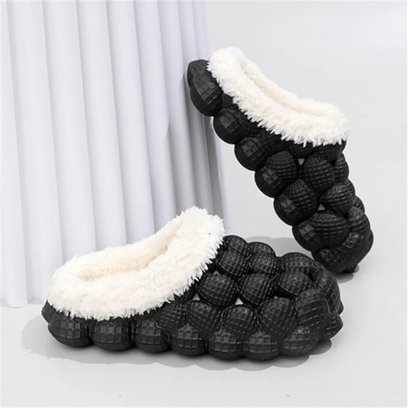 Women's winter anti-skid cotton slippers, EVA sole, overshoe style, solid colour, round toe