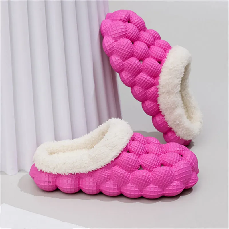 Women's winter anti-skid cotton slippers, EVA sole, overshoe style, solid colour, round toe