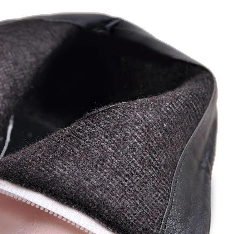 Waterproof platform thick heel women's Martin boots in black with side zipper and tassel detail