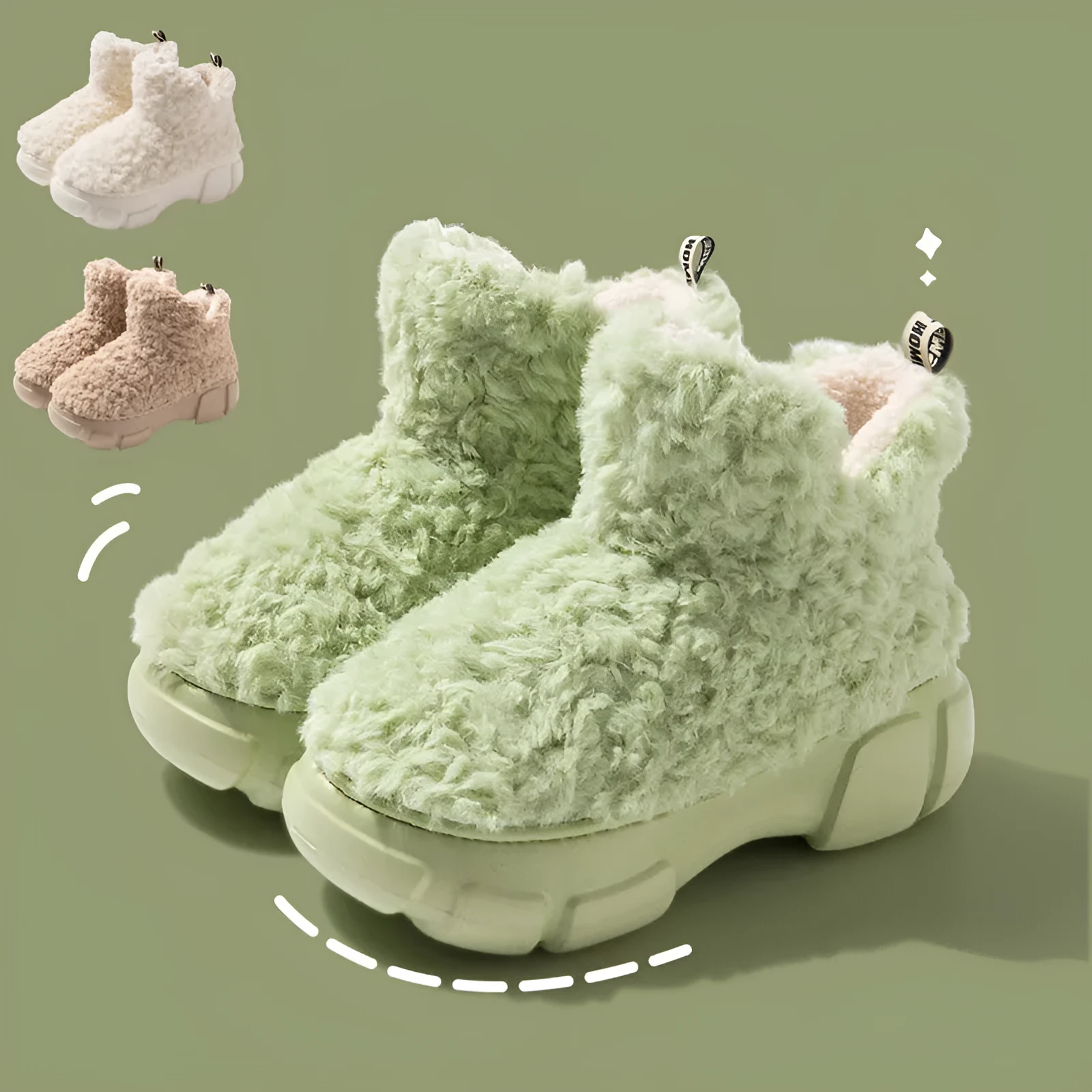 Winter cashmere snow boots with 6cm platform, plush upper, and anti-slip EVA sole for women