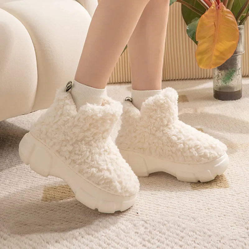 Winter cashmere snow boots with 6cm platform, plush upper, and anti-slip EVA sole for women