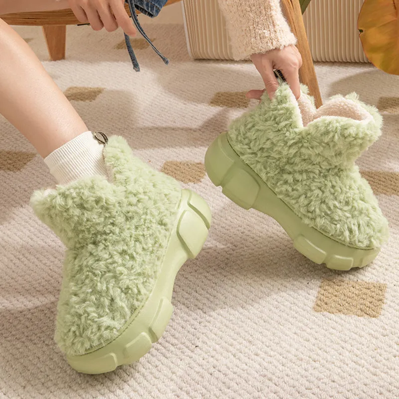 Winter cashmere snow boots with 6cm platform, plush upper, and anti-slip EVA sole for women