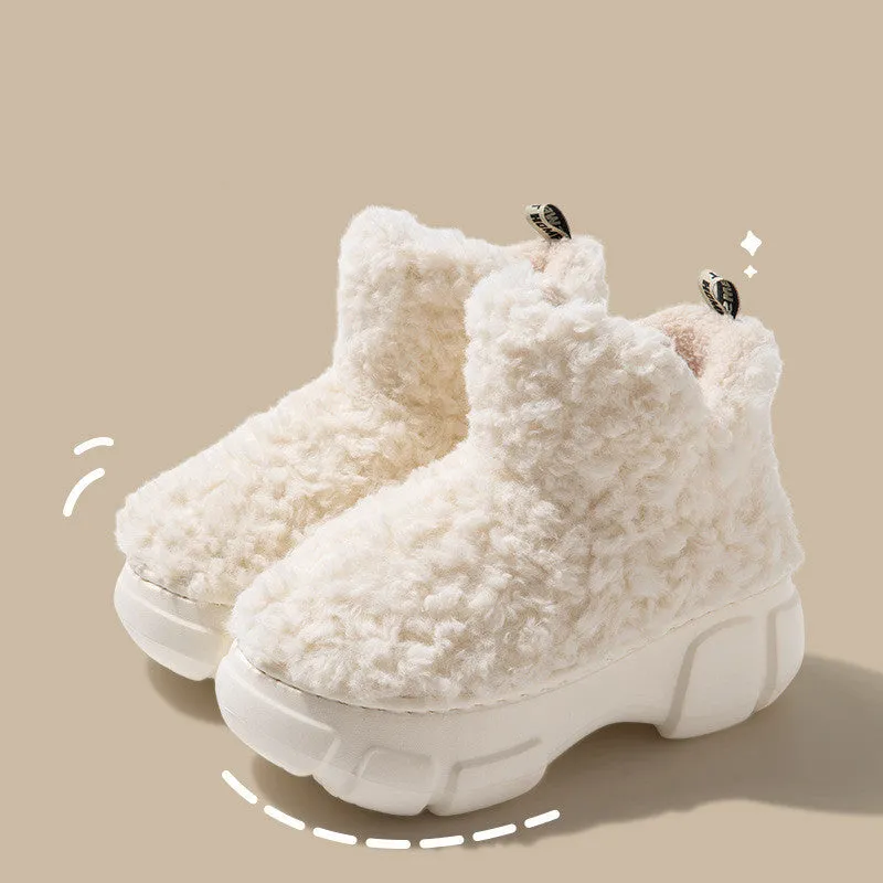 Winter cashmere snow boots with 6cm platform, plush upper, and anti-slip EVA sole for women