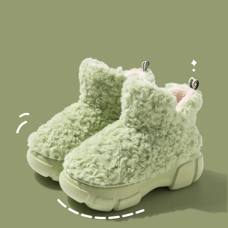 Winter cashmere snow boots with 6cm platform, plush upper, and anti-slip EVA sole for women
