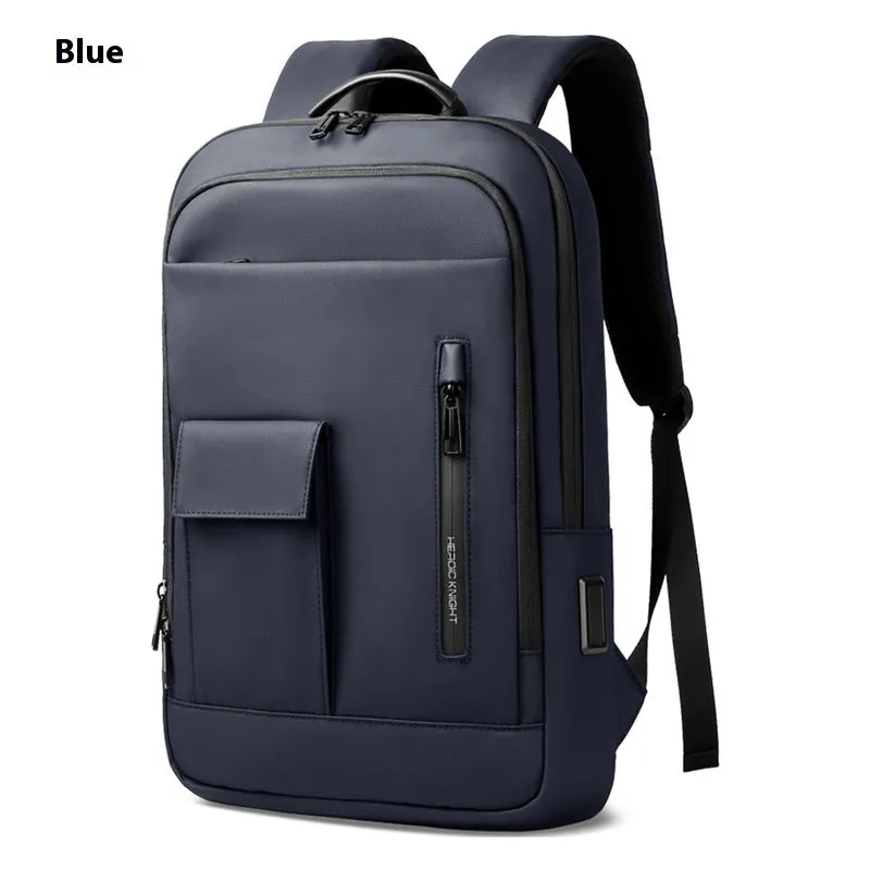Men's Oxford cloth backpack in solid colour with sewing line details, lightweight design for business commute