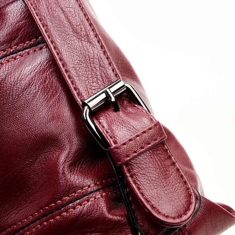 PU fabric texture shoulder bag for women in black, light grey, purple, and red colour options