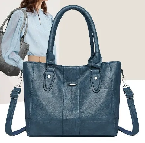 PU large capacity underarm shoulder messenger bag in camel colour with horizontal square shape and sandwich pocket.
