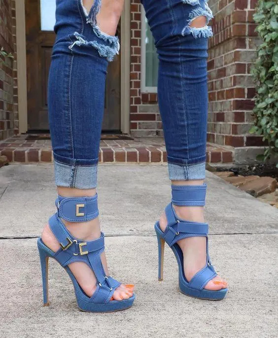 Women's buckle super high heel sandals with 12cm stiletto and 2.5cm waterproof platform in army green colour