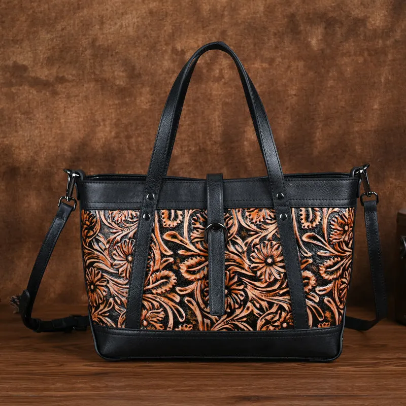 First layer cowhide hand carved skeleton-skin horizontal square crossbody bag in retro brown