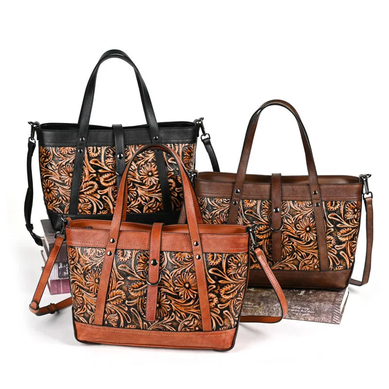 First layer cowhide hand carved skeleton-skin horizontal square crossbody bag in retro brown
