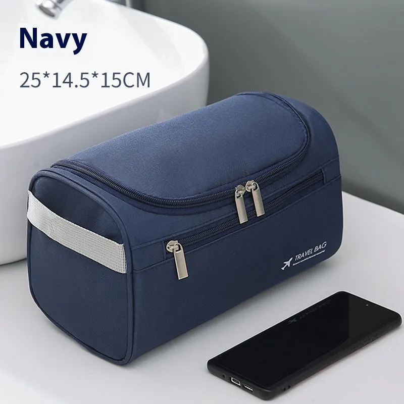 Large waterproof cosmetic storage bag in PU leather or Oxford cloth material