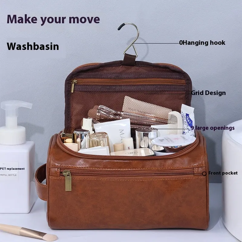 Large waterproof cosmetic storage bag in PU leather or Oxford cloth material