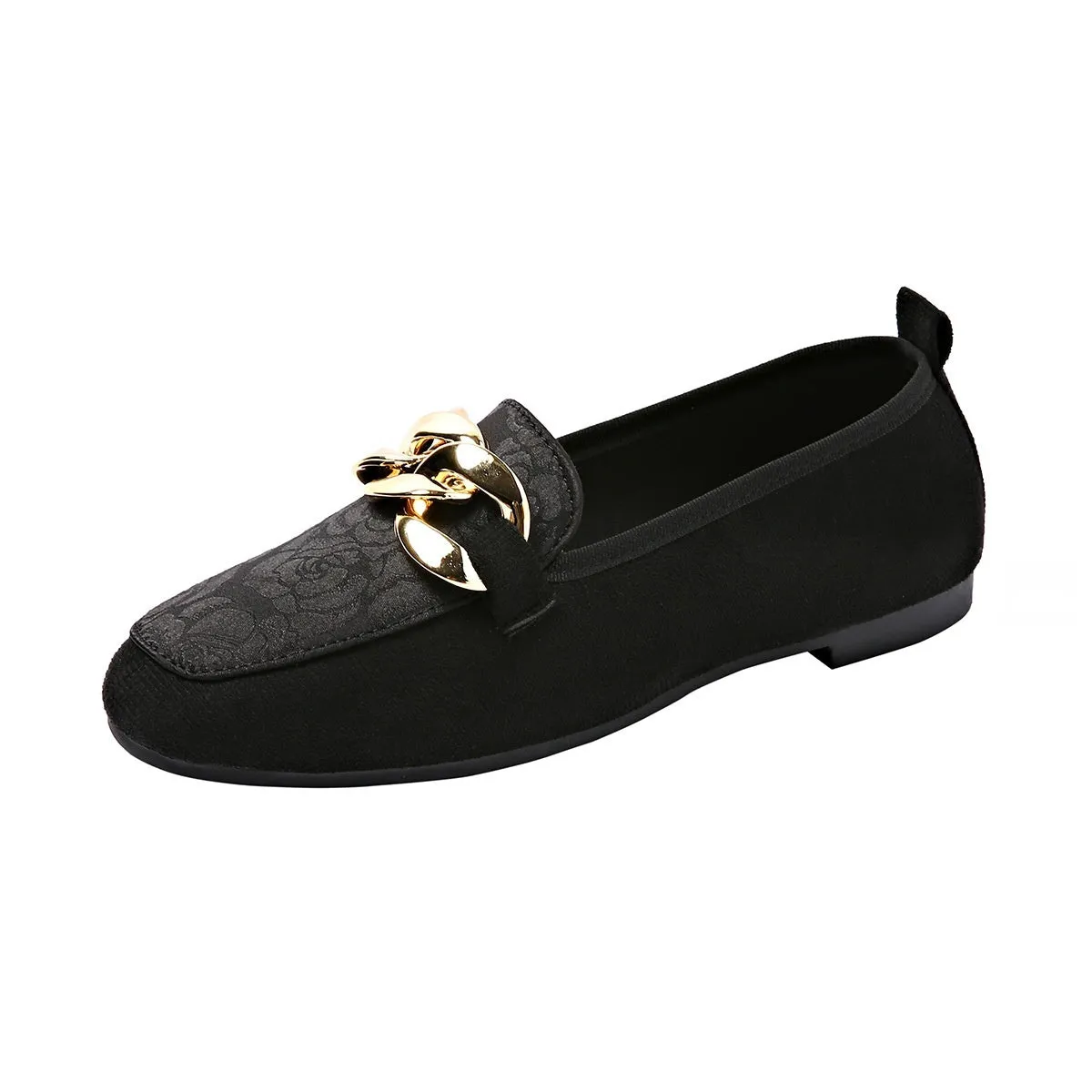 Women's metal flat lazy doug shoes in black, beige, and pink, PU and rubber, wear-resistant, sizes 36 to 42