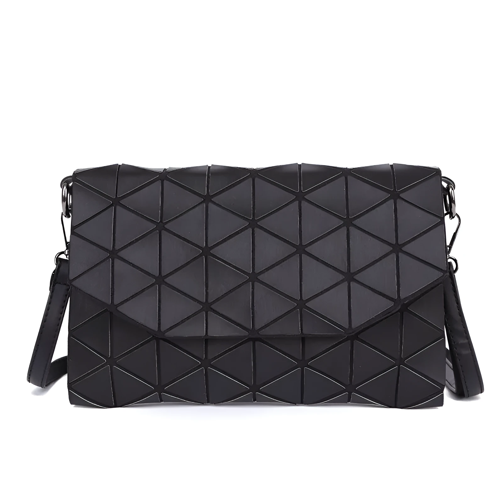 Rhombic ABS shoulder bag in envelope style, available in multiple colours including black and pink.