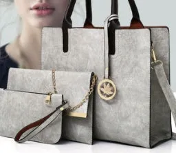 Women's mother-and-child handbag set in PU with shoulder strap, available in black, bronze, khaki, pink, red