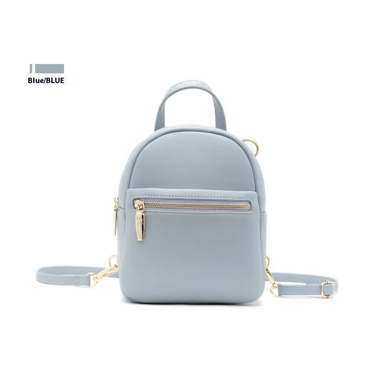 Soft PU mini backpack in street trend style with multiple internal compartments including mobile phone pocket