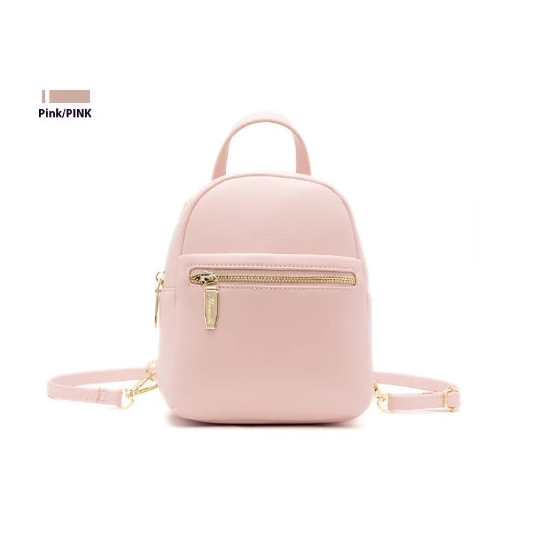 Soft PU mini backpack in street trend style with multiple internal compartments including mobile phone pocket