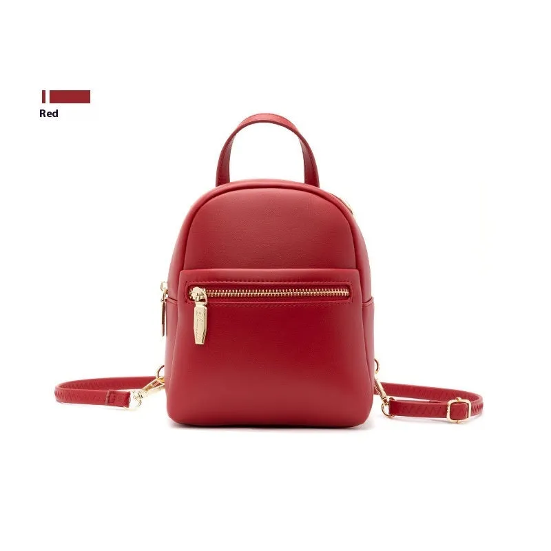 Soft PU mini backpack in street trend style with multiple internal compartments including mobile phone pocket