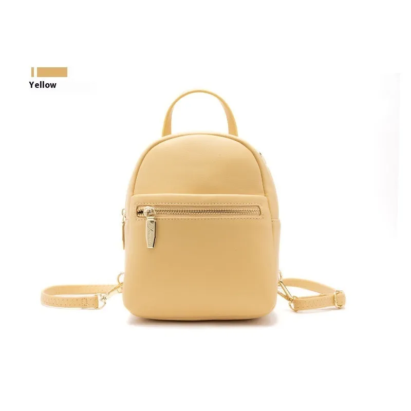 Soft PU mini backpack in street trend style with multiple internal compartments including mobile phone pocket