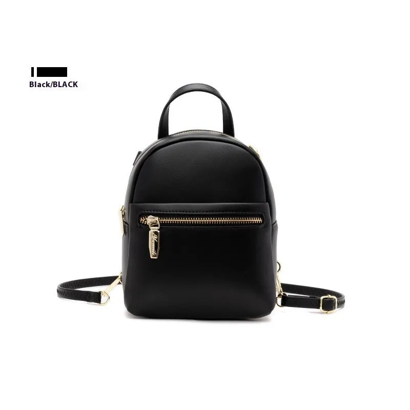 Soft PU mini backpack in street trend style with multiple internal compartments including mobile phone pocket