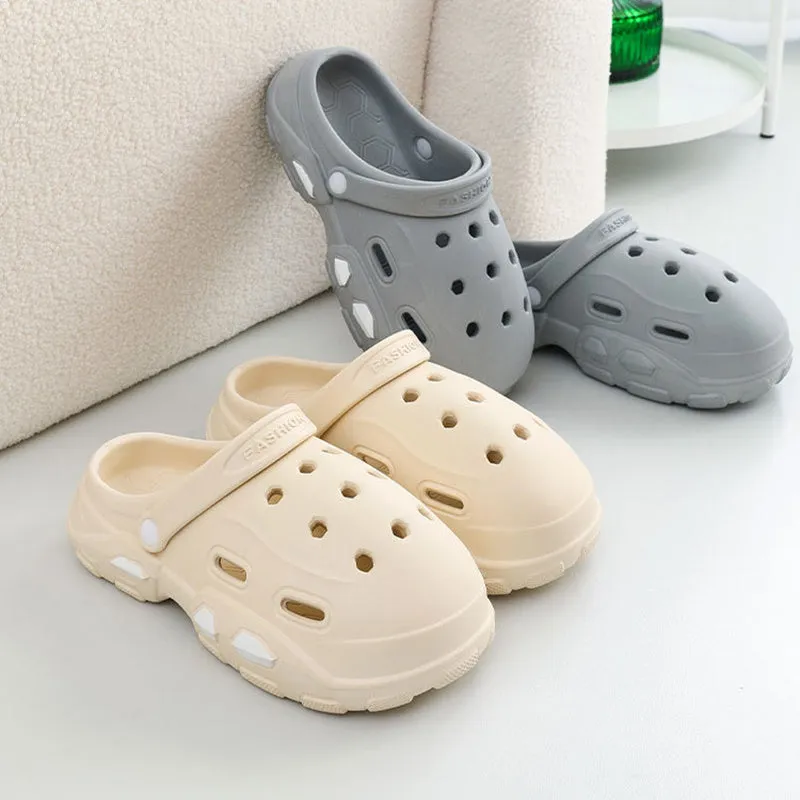 Unisex EVA garden clog sandals thick sole summer anti-slip outdoor footwear light yellow
