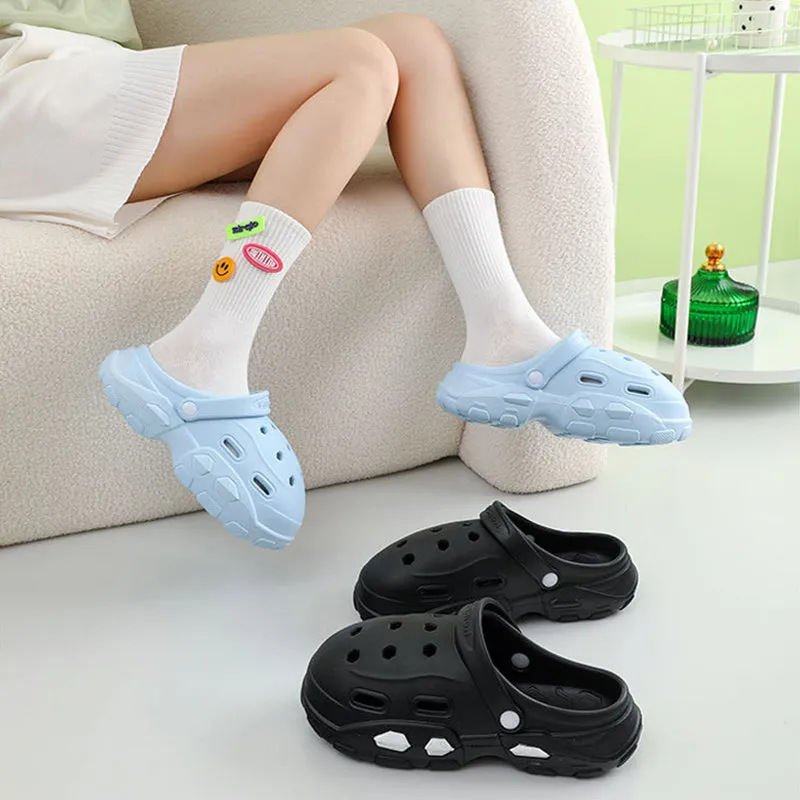 Unisex EVA garden clog sandals thick sole summer anti-slip outdoor footwear light yellow