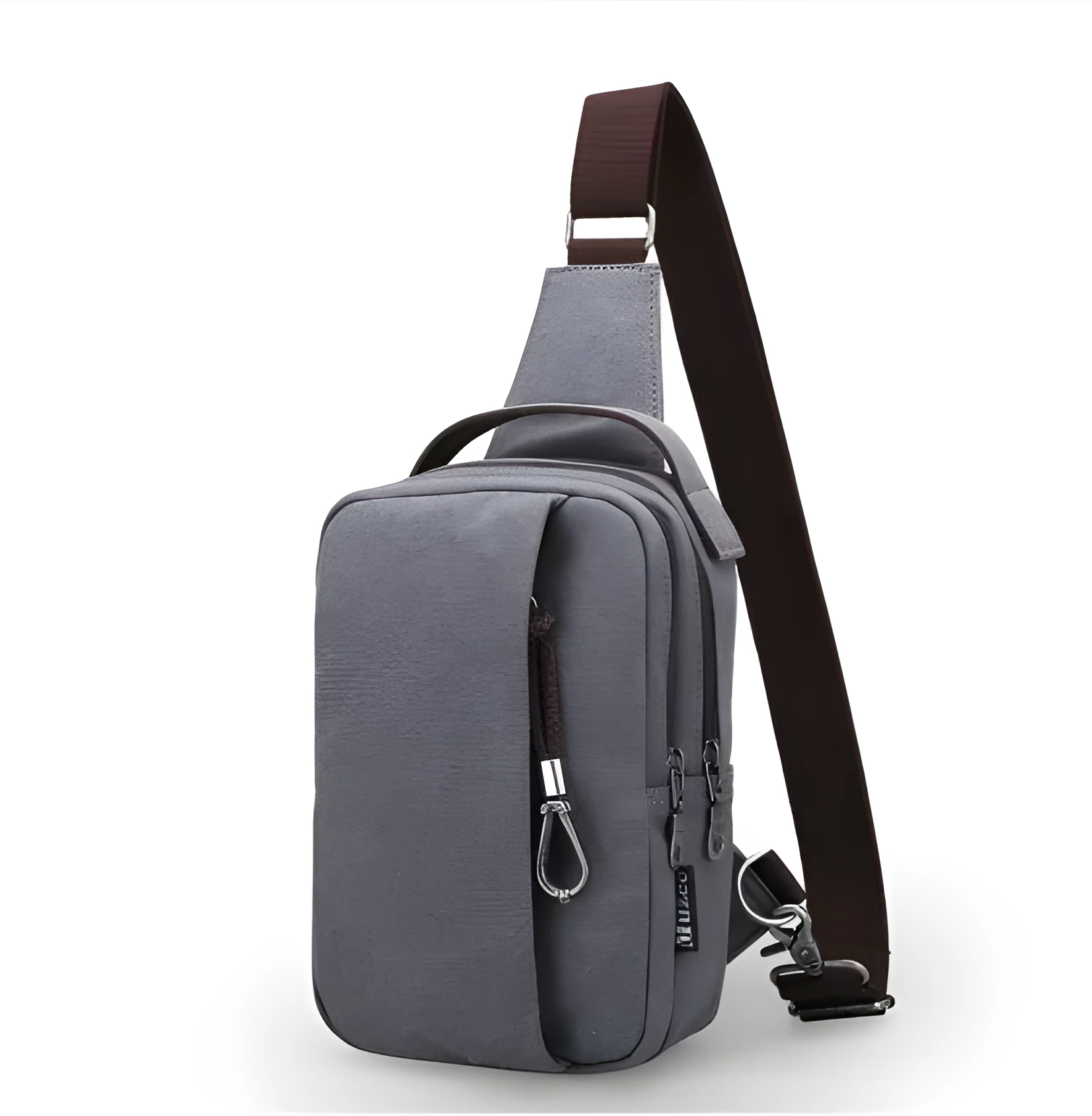 Canvas cross body bag in light brown with adjustable shoulder strap, 16x10x25 cm dimensions