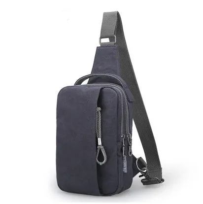 Canvas cross body bag in light brown with adjustable shoulder strap, 16x10x25 cm dimensions