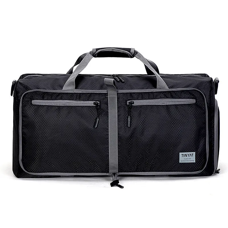 New foldable travel bag single-shoulder large capacity polyester waterproof zipper closure red black grey