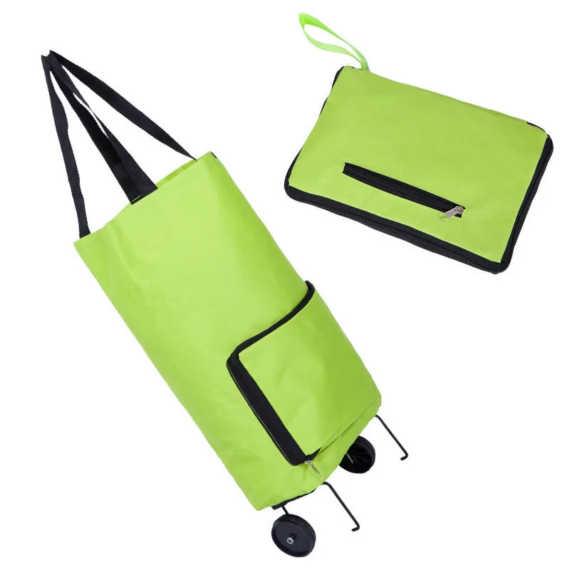 3 in 1 heavy duty shopping cart with wheels in green, expanded size 55x28x18 cm, Oxford cloth