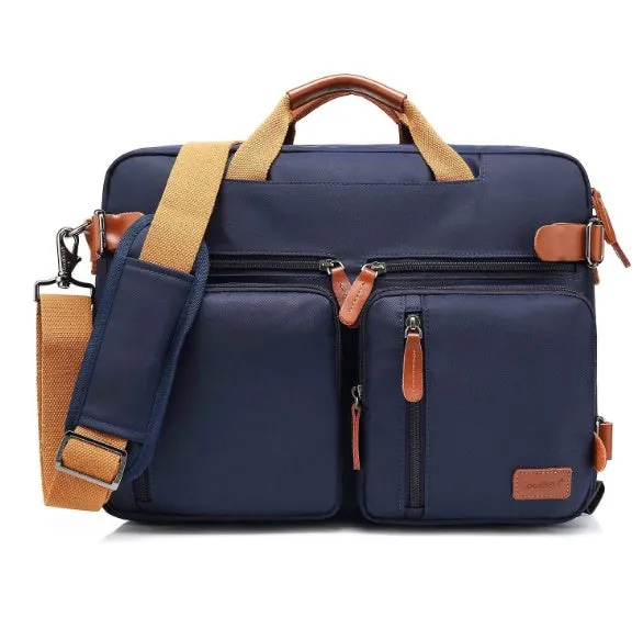 Waterproof multifunctional handbag in black oxford nylon with zipper opening and soft handle