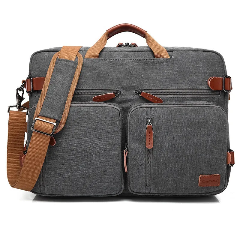 Waterproof multifunctional handbag in black oxford nylon with zipper opening and soft handle
