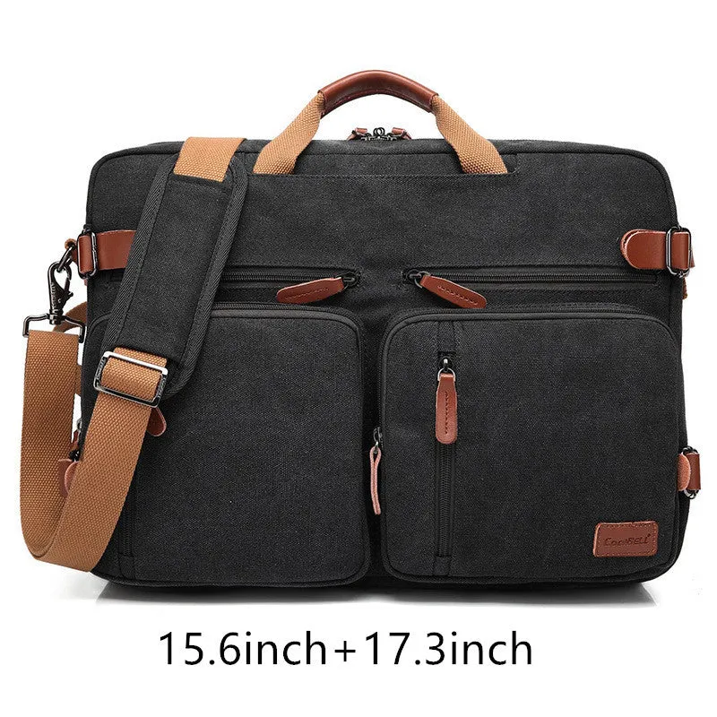 Waterproof multifunctional handbag in black oxford nylon with zipper opening and soft handle