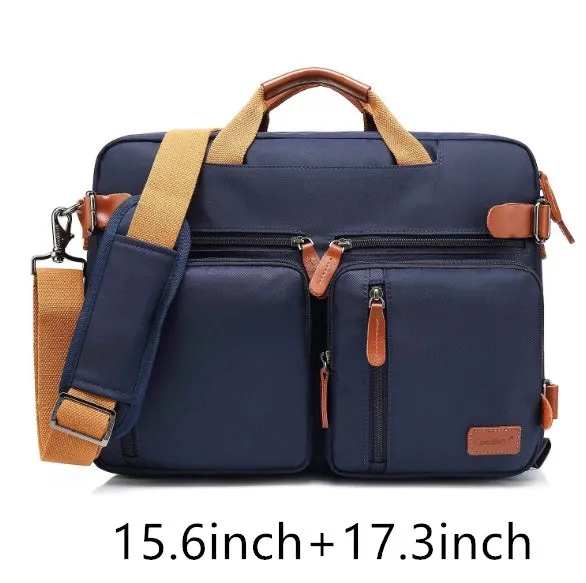 Waterproof multifunctional handbag in black oxford nylon with zipper opening and soft handle