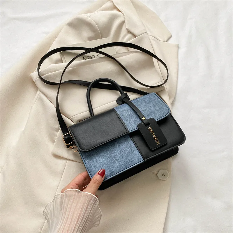 PU stitching texture messenger bag in brown with adjustable shoulder strap, 21 cm width, street style design