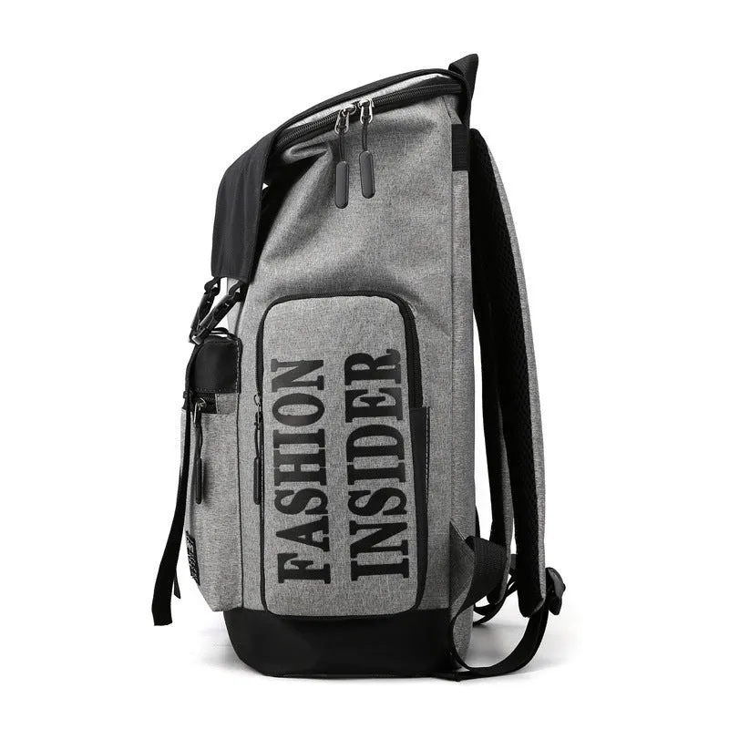 New leisure travel backpack for men, large 20-35L capacity, Oxford cloth, zipper opening, black colour