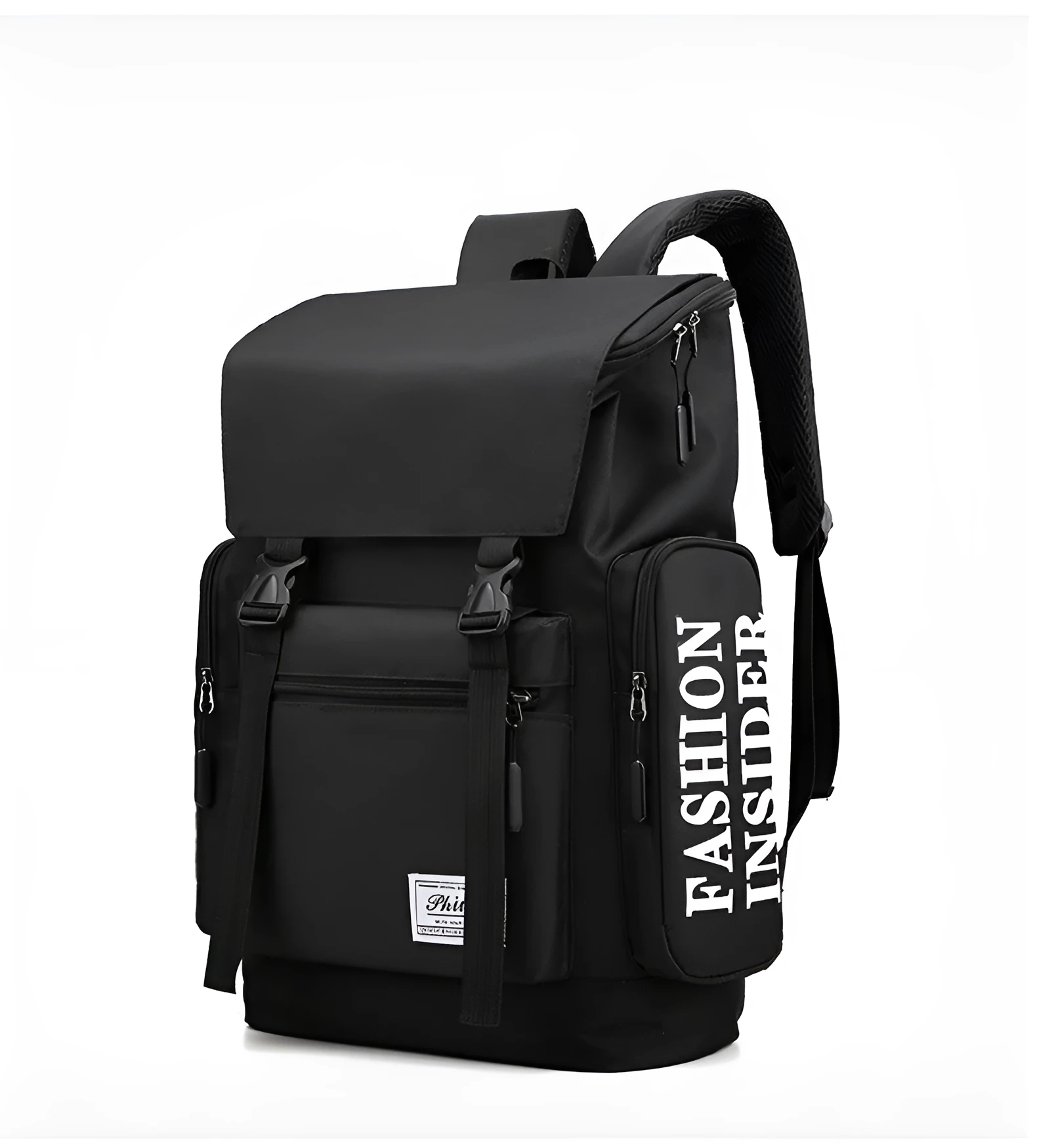 New leisure travel backpack for men, large 20-35L capacity, Oxford cloth, zipper opening, black colour