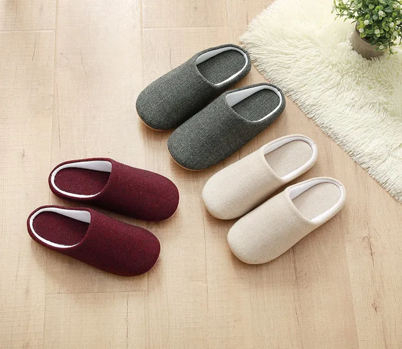 Men's black cotton indoor slippers with soft anti-skid sole, autumn season, size 280mm