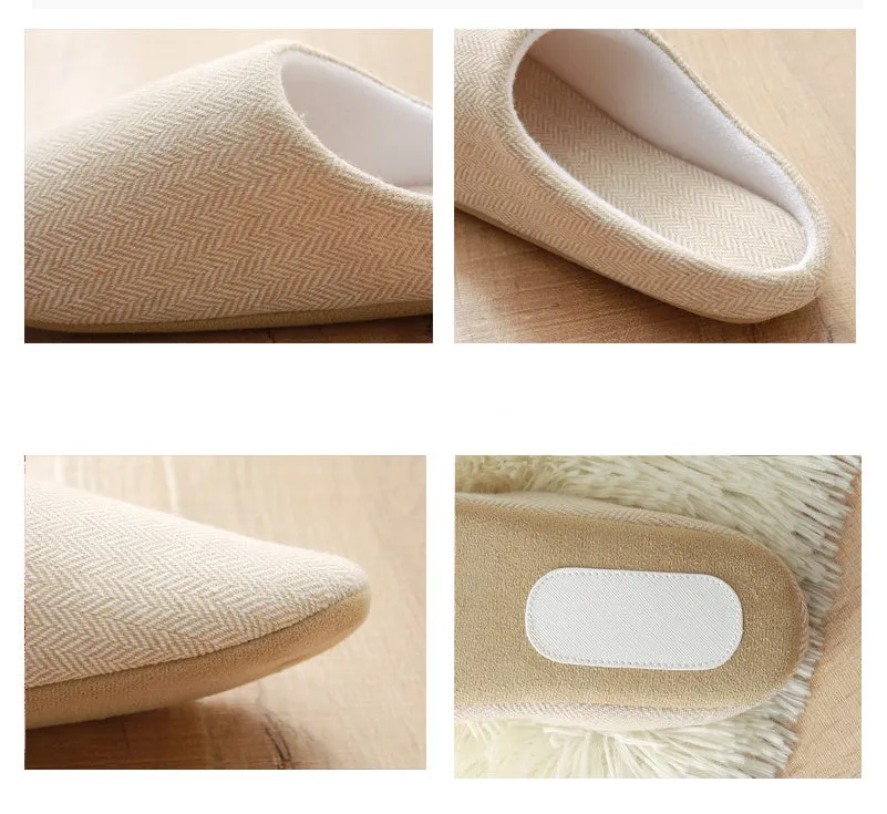 Men's black cotton indoor slippers with soft anti-skid sole, autumn season, size 280mm