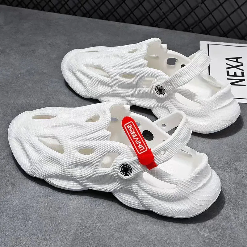 EVA coconut slippers with closed toe design in grey colour showing frosted processing texture