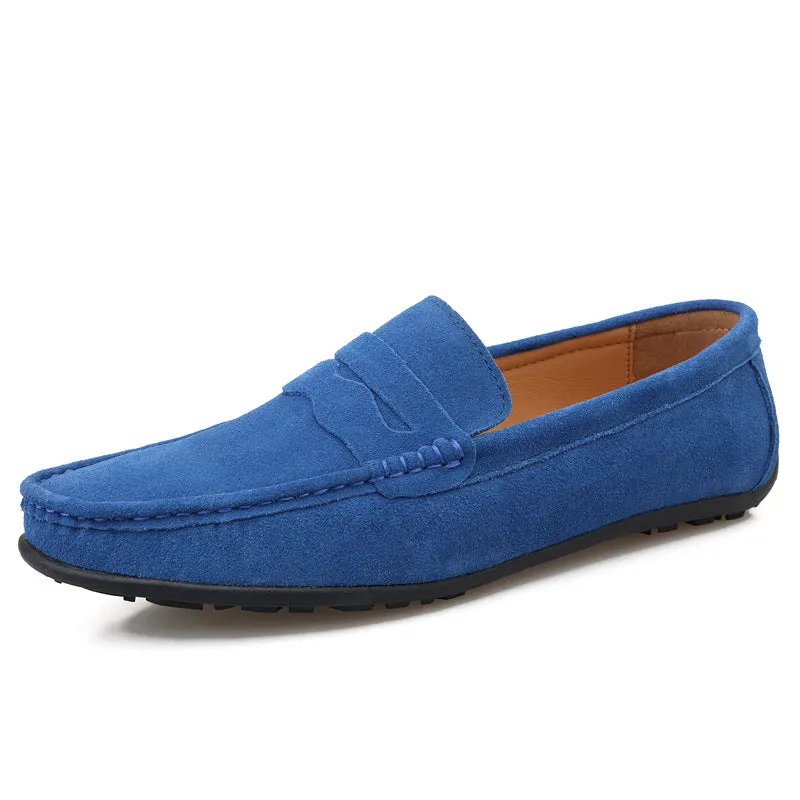 Men's suede loafers slip-on casual shoes in multiple colours with round toe