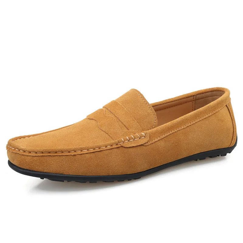 Men's suede loafers slip-on casual shoes in multiple colours with round toe