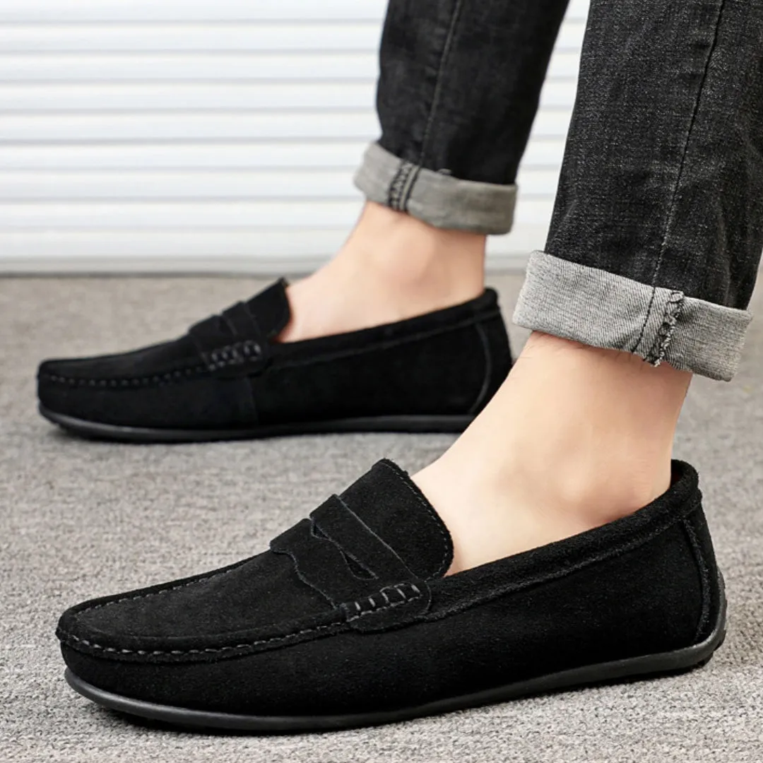 Men's suede loafers slip-on casual shoes in multiple colours with round toe