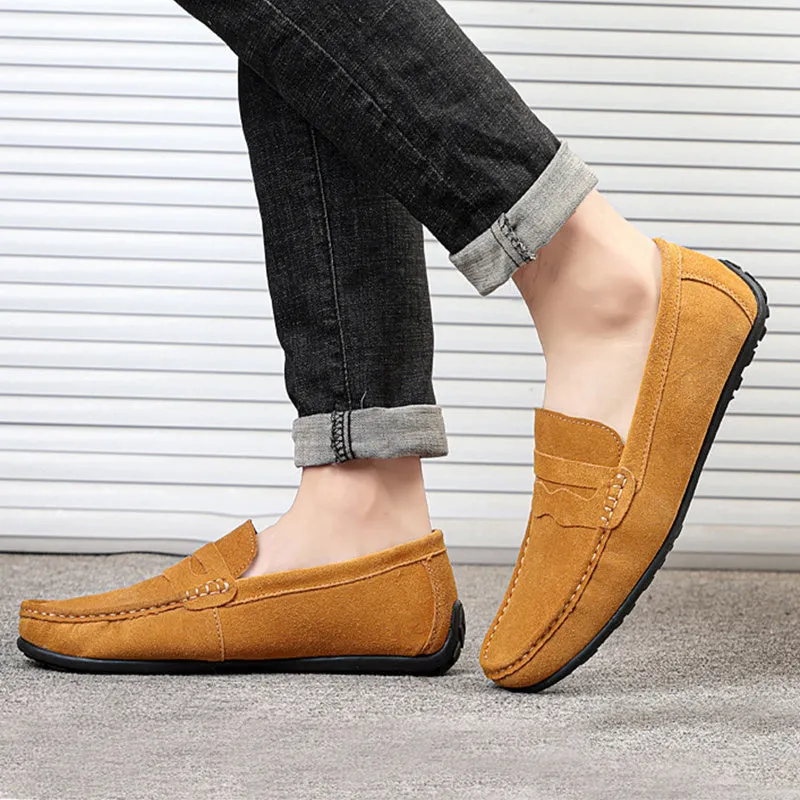 Men's suede loafers slip-on casual shoes in multiple colours with round toe